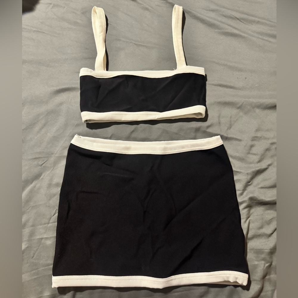 Edikted Black and White Skirt Set